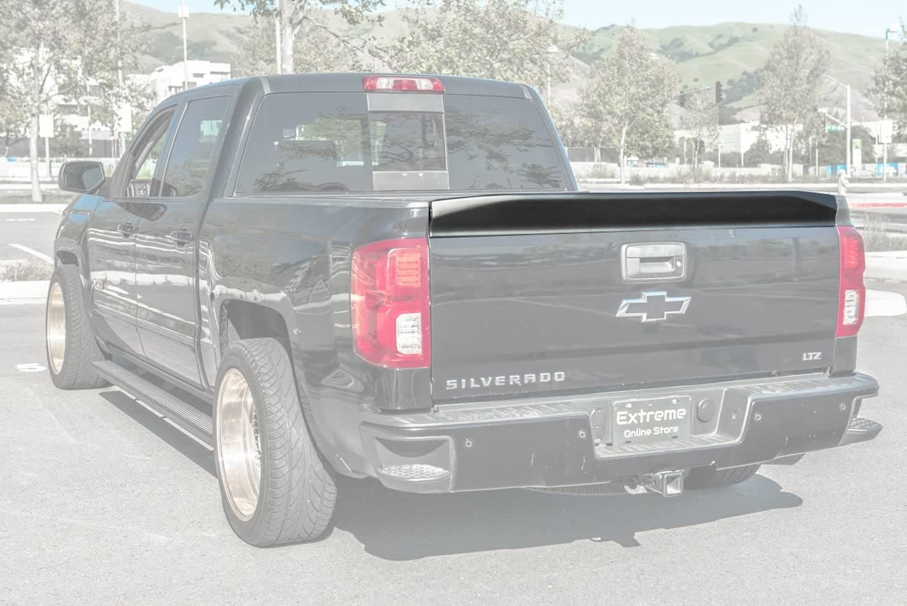 Replacement for 2014-2018 Chevrolet Silverado 1500 | 2016-2018 GMC Sierra All Models | Street Series ABS Plastic Primer Black Rear Trunk Lid Wing Tailgate Spoiler