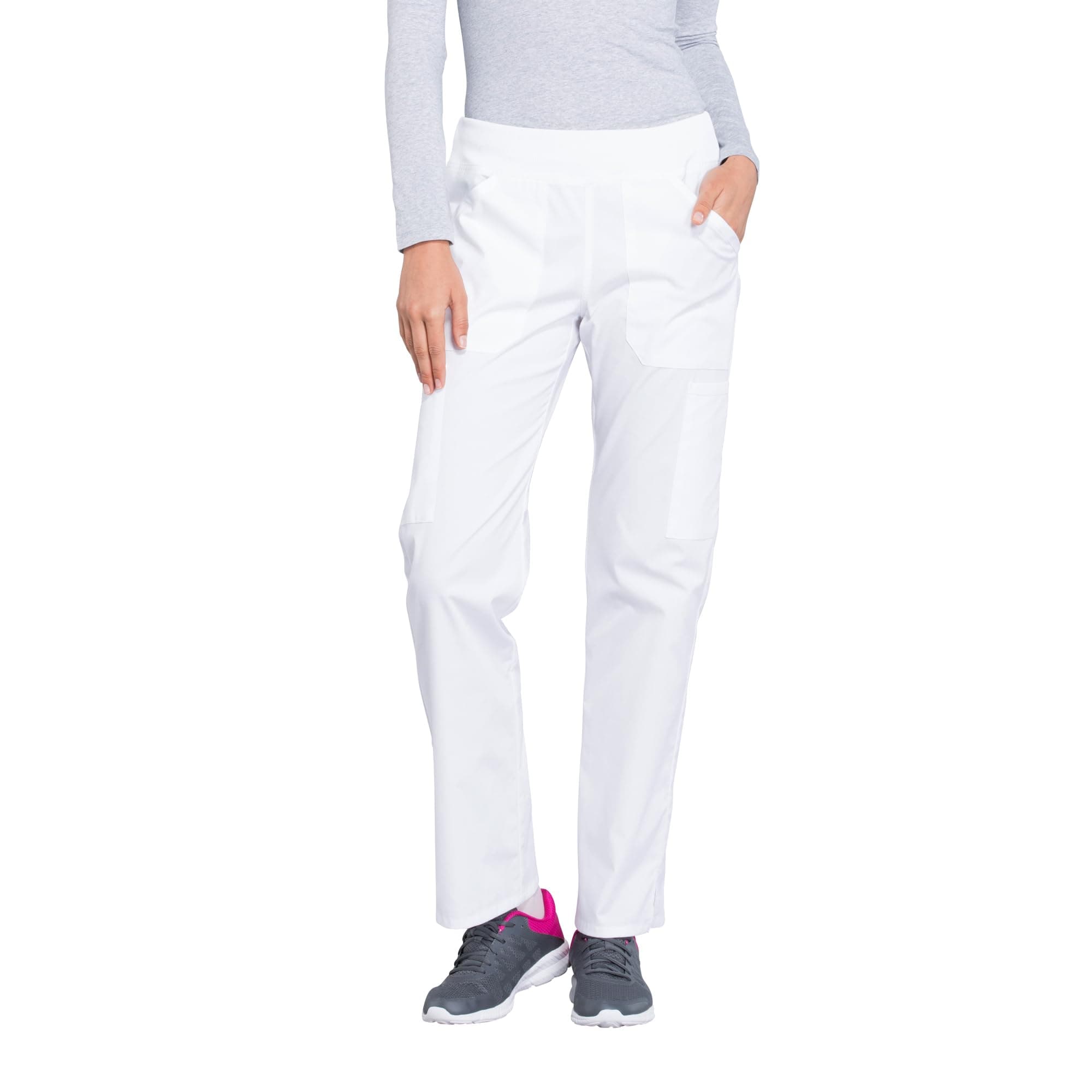 Cherokee Women's Scrub Pants Mid Rise Straight Leg Pull-on Cargo Pant with 6 Pockets & 2-Way Stretch Fabric - WW170
