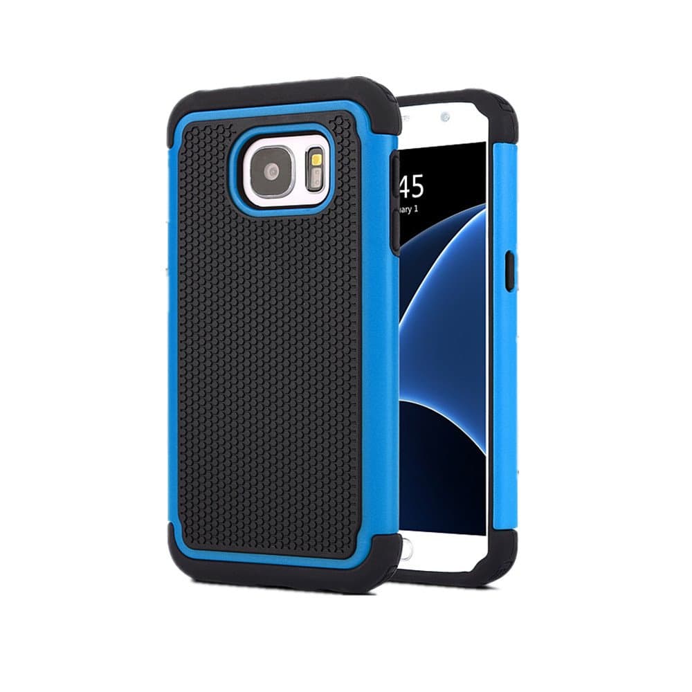 Galaxy S7 Case, KONEA S7 Case [Heavy Duty Protection] [Shock Absorption] [Drop Protection] Football lines Premium Dual Layer Case Cover for Samsung Galaxy S7 2016 (Blue)