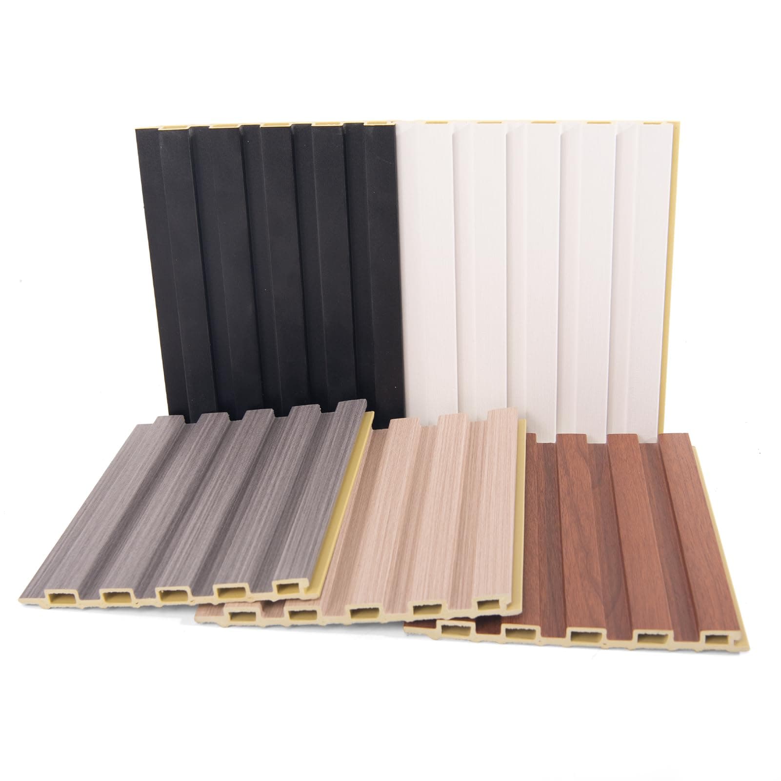 Art3d Slat Wall Panels, WPC Soundproof 3D Wall Paneling for Interior Wall Decor, TV Background, Samples 5-Pack 6 x 6 in.