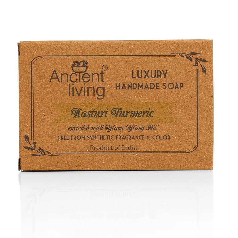 Kasthuri Tumeric Luxury Handmade Soap -100 gm (Pack of 2) | Clear Skin Suitable for Dry and Combination Skin| Reduces tan & Acne control |Men & Women | 100% Natural and Paraben Free