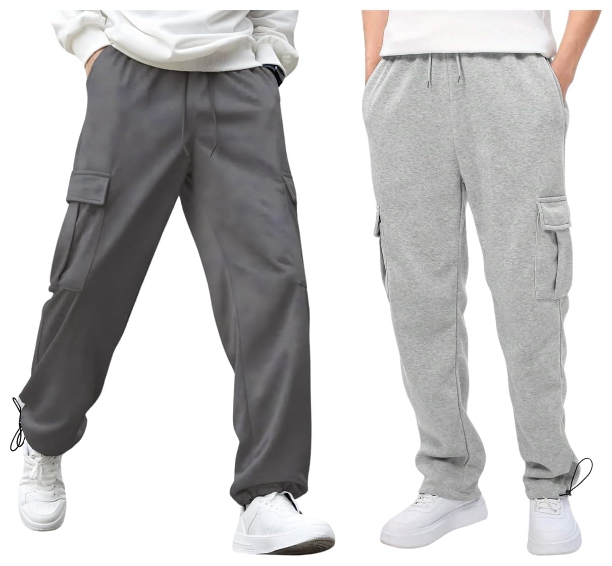 NOBEROMen's Loose Mid Rise Oversized Cargo Utility Joggers Pack of 2