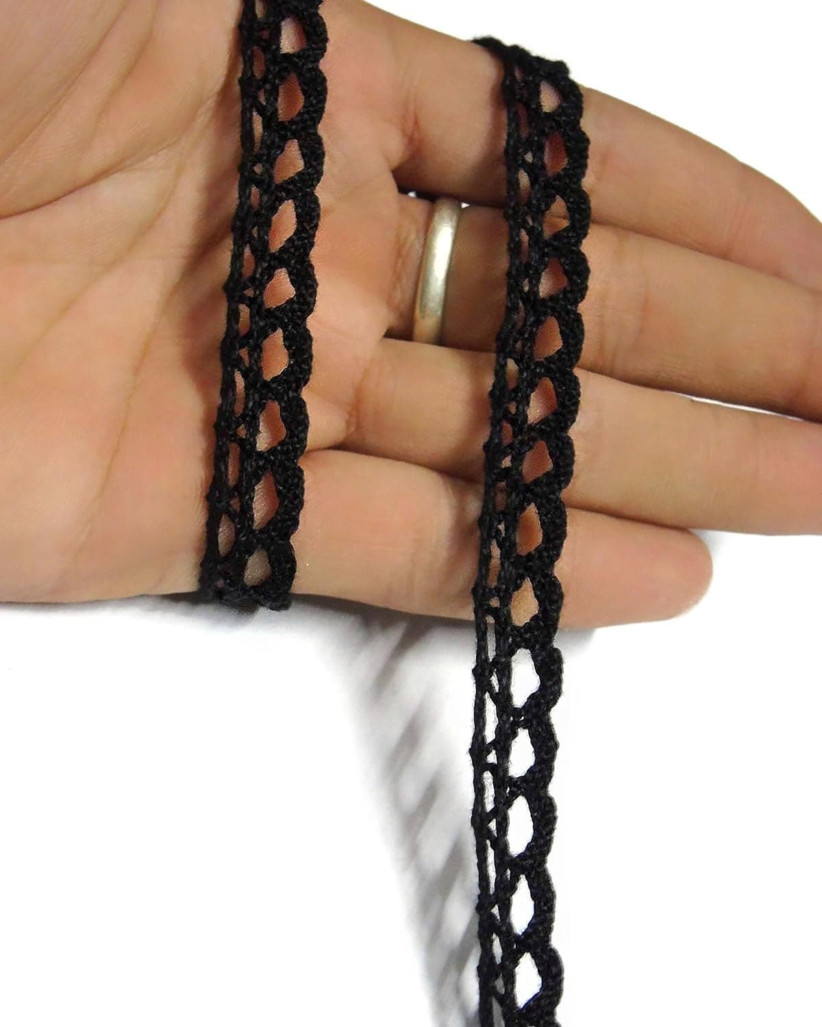 Lacesnmore Black lace Cotton lace, Thread Crochet Loop Cycle Design Trim for Dresses Crafting 20m