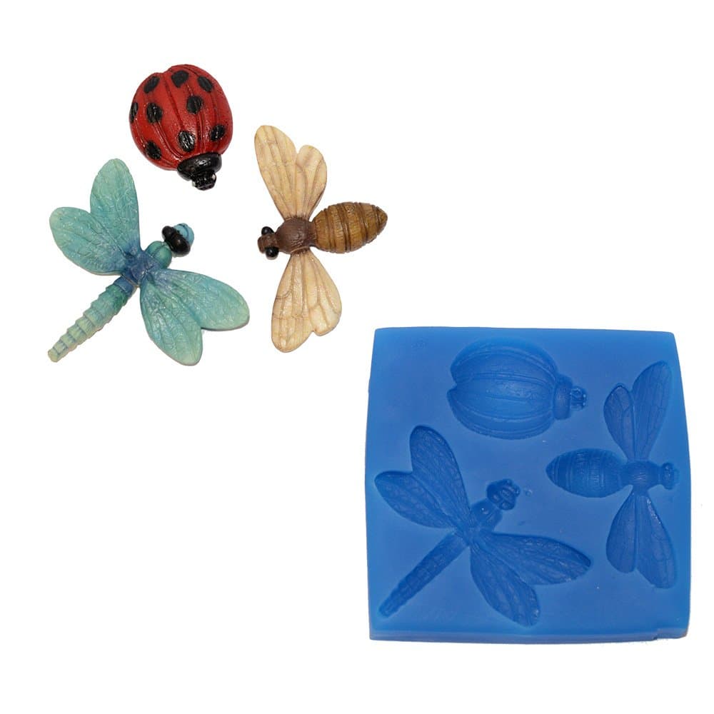Insect Set Ladybug, Dragonfly, Bee Silicone Animal Mold A249 by First Impressions Molds