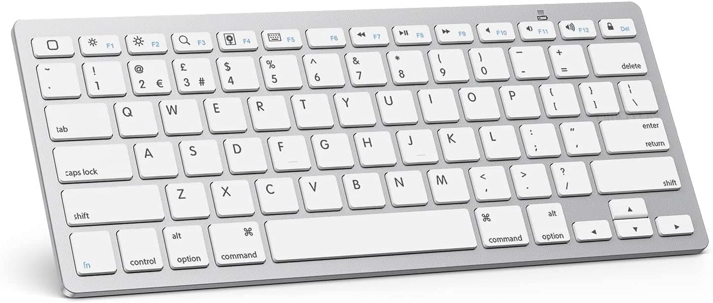 OMOTON Bluetooth Wireless Keyboard for iOS Compatible with New iPad 10.2/10.9-inch iPad Air 4/3, iPad Pro 12.9/11, iPad Air/Pro/Mini, iPhone and More, QWERTY, Silver