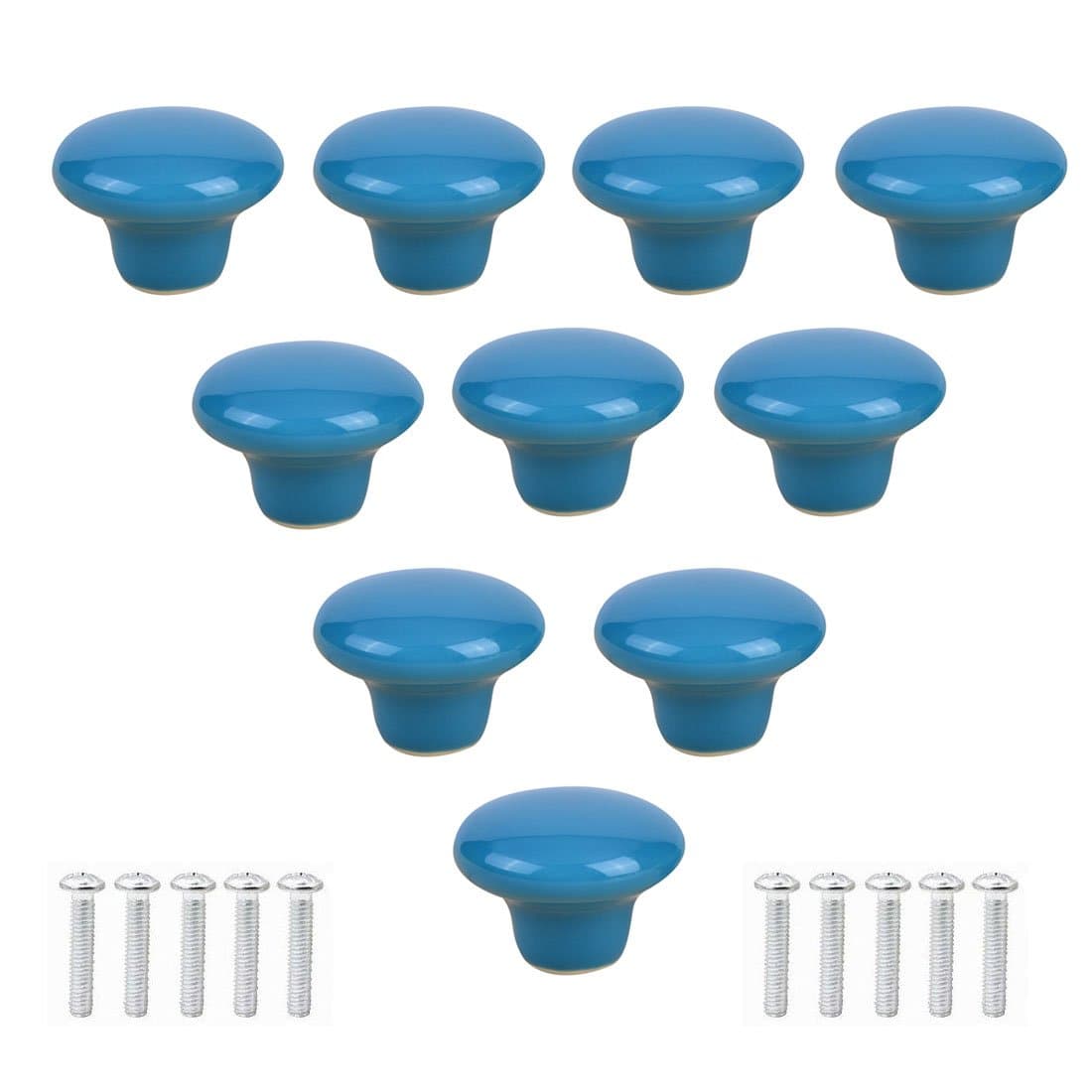 Blue Ceramic Door Knob Cabinet Drawer Wardrobe Cupboard Pull China style Handle, 10-Pack(By MoreShow)