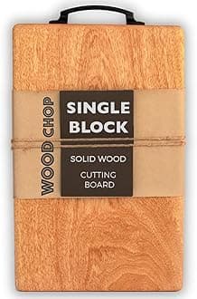Wood Chop Anti-Bacterial Single Solid Block Wooden Mango Wood Cutting Board | Metal Handle | 15 x 9 x 1 Inches (Large) | Durable & Handcrafted | Kitchen Prep & Meal Prep - 1 Year Warranty