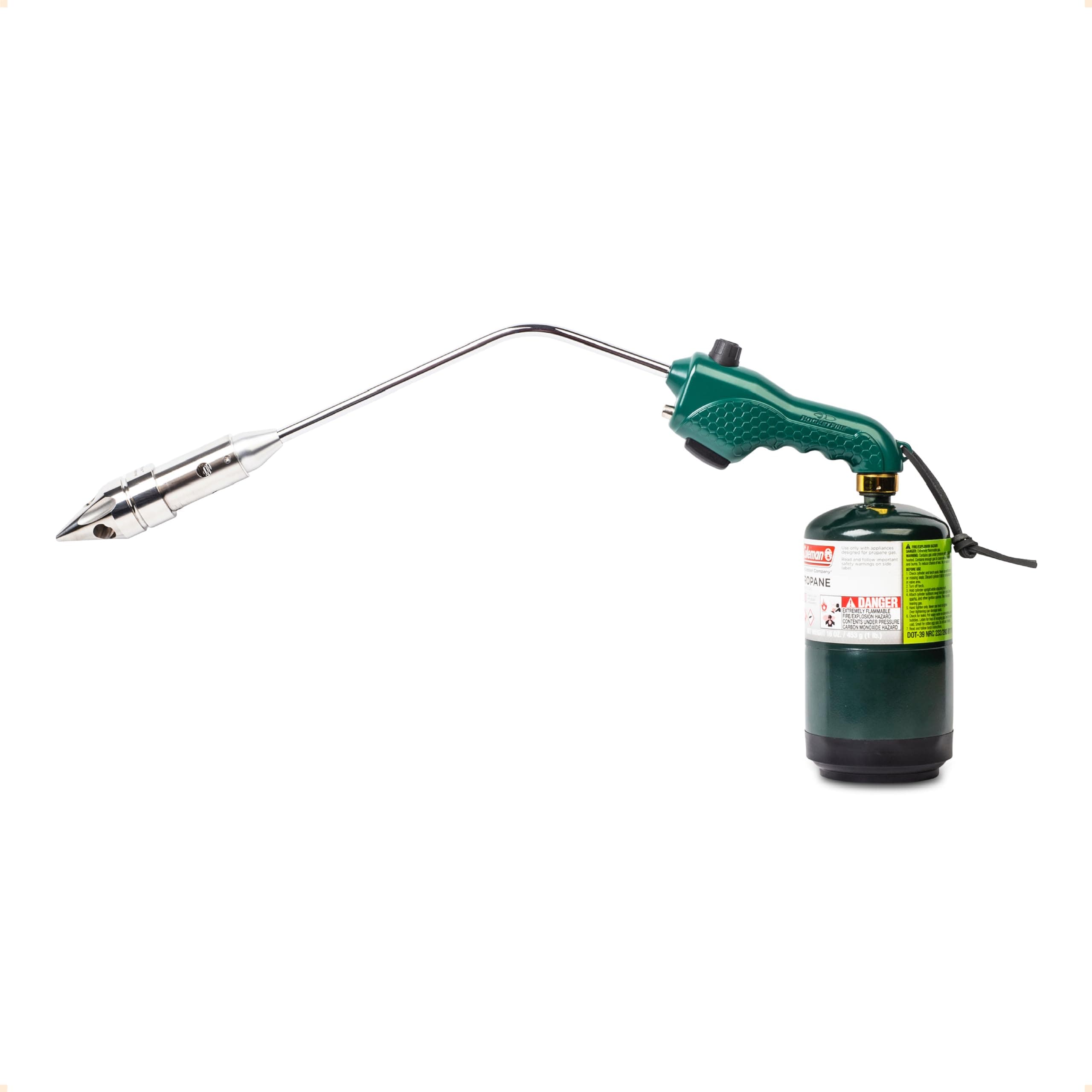 Fire Starter Propane One-Click Torch (Green), Stainless Steel Tri-Flame Tip Spreads Flame To Light Charcoal/Wood In Seconds, UL147 Safety Certified (FUEL NOT INCLUDED)