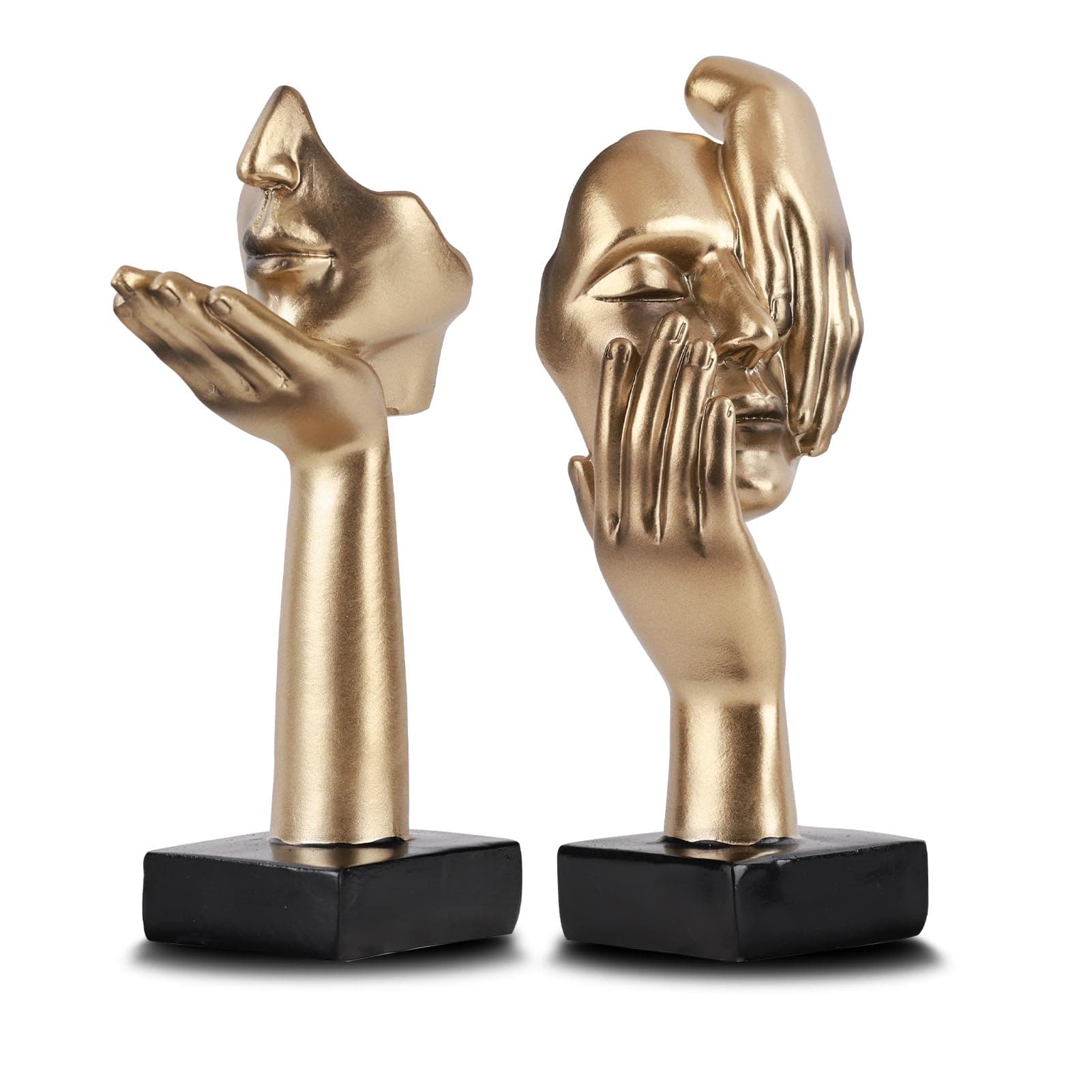 oliruim 6.5" H Black Gold Art Thinker Figurines 2 PCS, Abstract Small Statues Home Accent Decor for Shelf, Office Desk, Living Room, Knick Knacks Decorations for Shelves (2 Pcs Gold)