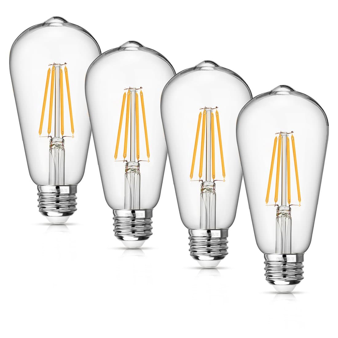 Vintage LED Edison Bulb Dimmable 8W Led Filament Light Bulb ST64 840 Lumen 3000K Soft White 75-100 Watt Incandescent Equivalent E26 Medium Base Decorative Antique Lamp for Home Bathroom Bedroom 4 Pack