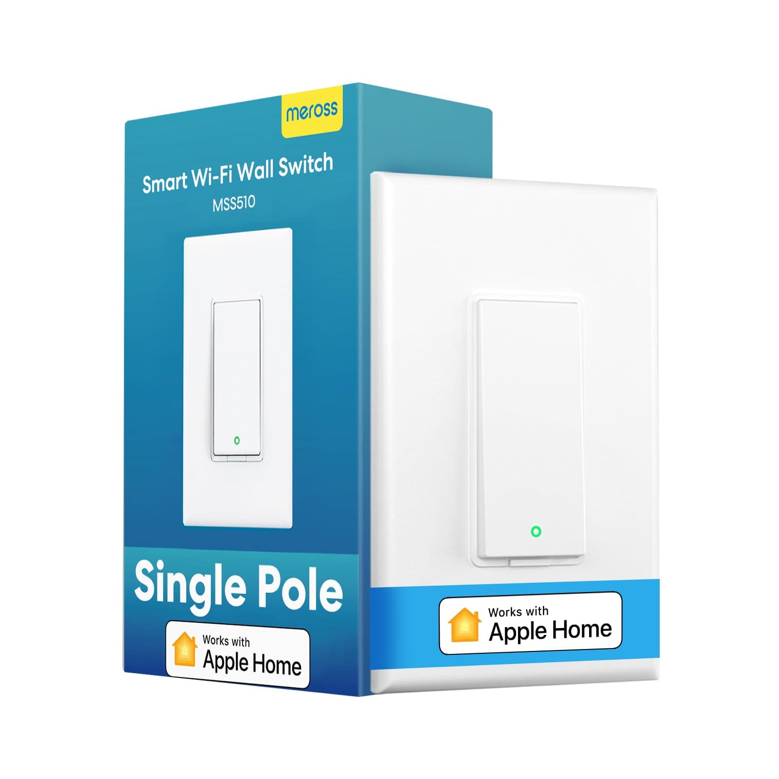 Smart Light Switch Supports Apple HomeKit, Siri, Alexa, Google Assistant & SmartThings, 2.4GHz Wi-Fi Light Switch, Neutral Wire Required, Single Pole, Remote Control Schedule, 1 Pack