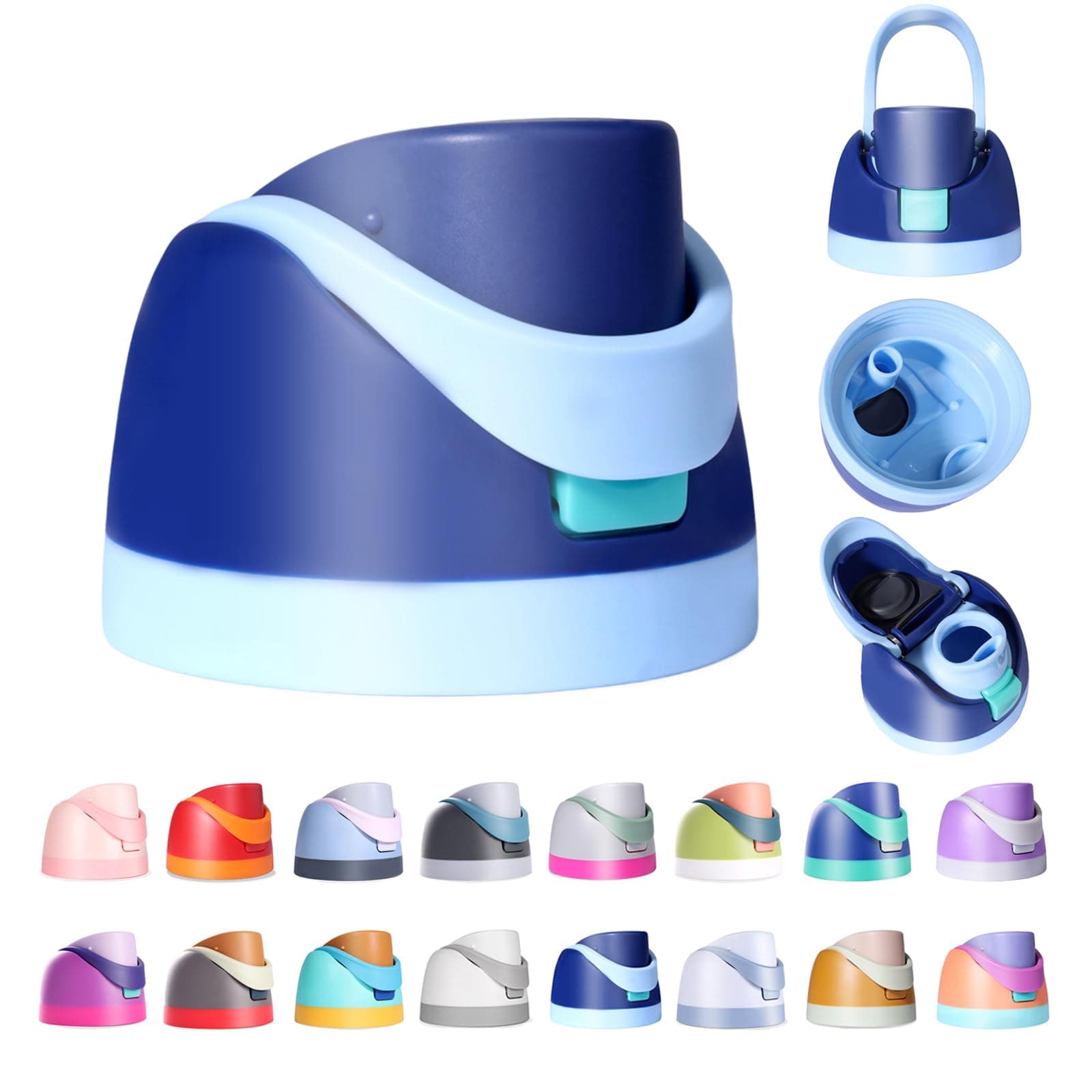 Ruzky Replacement Lid for Owala Freesip, Compatible with Owala Cup 16oz 24oz 32oz 40oz, One Button Water Bottle Top Lid Replacement Accessory, Leakproof, BPA-Free (Cyan)