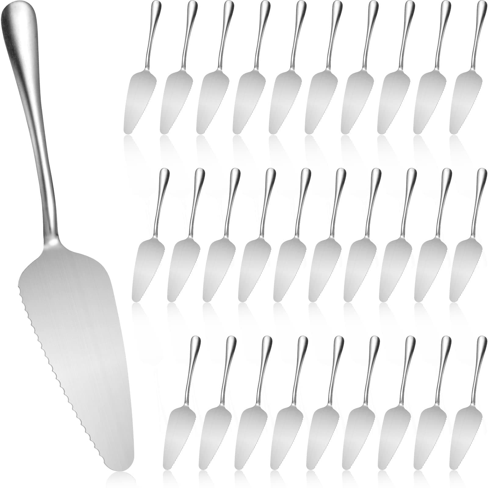 Baderke 30 Pcs Pie Server Pizza Server Spatula Stainless Steel Cake Pie Pastry Professional Utensil for Pizza Dessert Cheese Cutting, 9 Inches, Silver