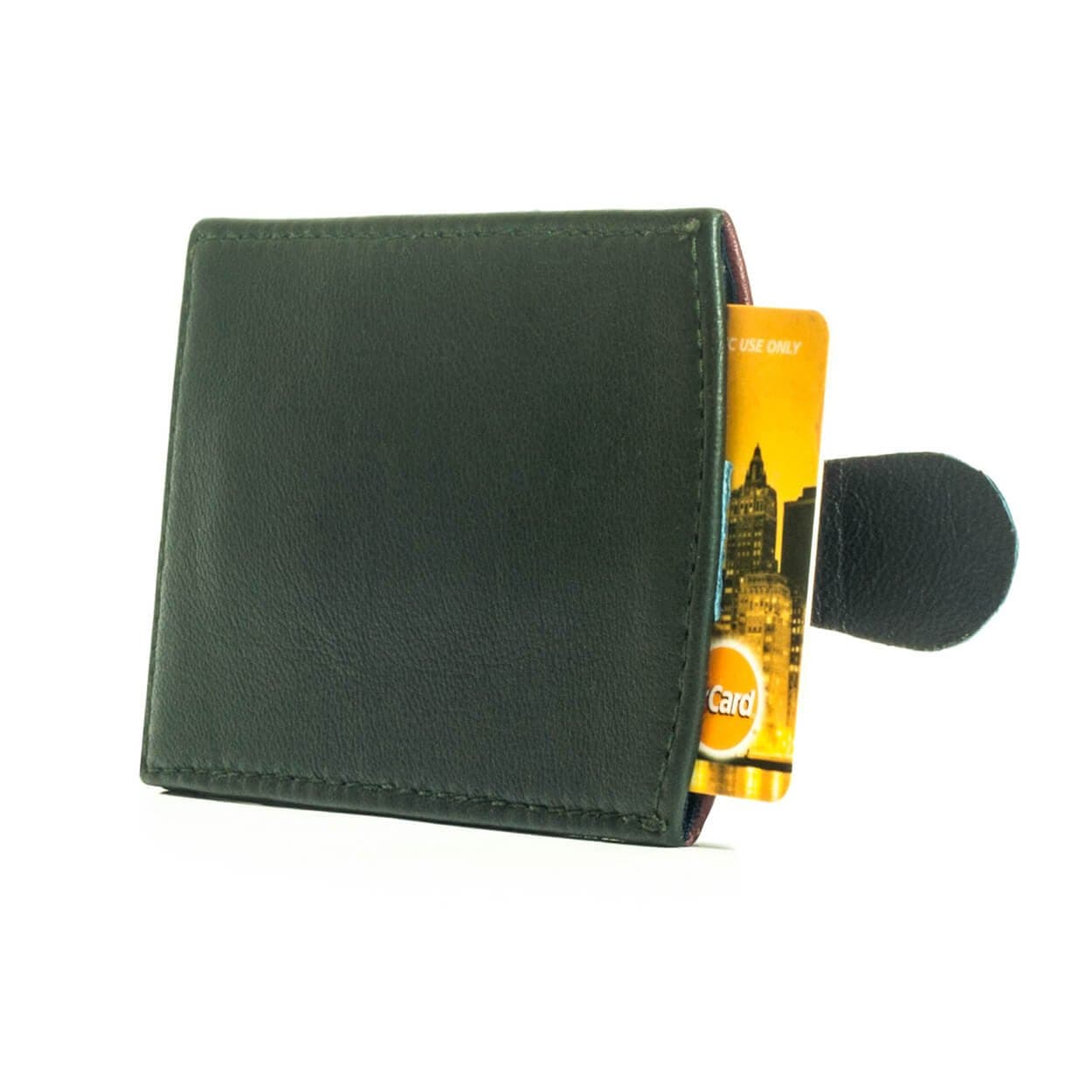 Ultra Slim Leather Wallet Case Credit Card Holder Sleeve Pull Tab (Forest Green, Maroon, Navy Blue)