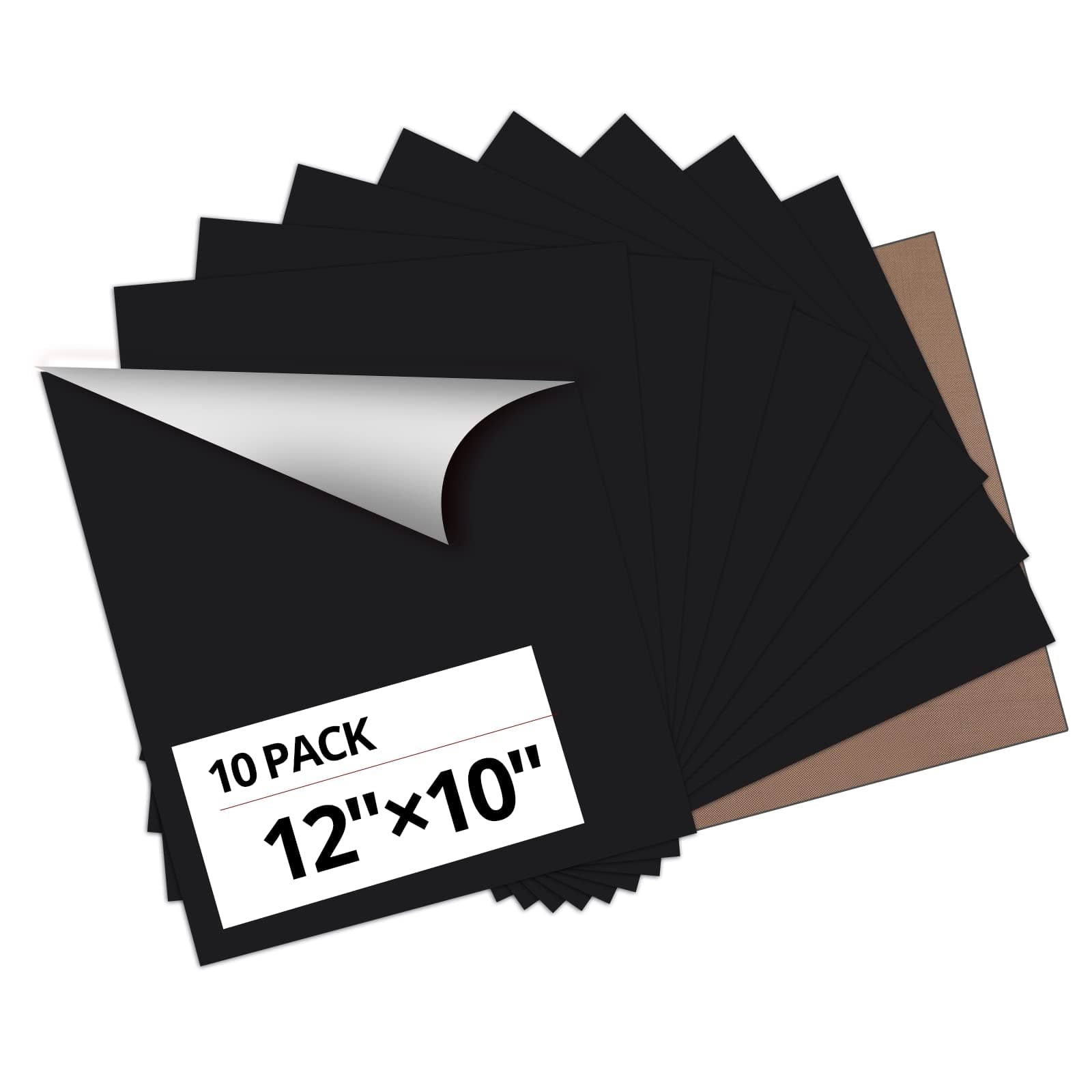 Black Heat Transfer Vinyl Bundle - 10 Pack 12" x 10" HTV Vinyl for T-Shirt, Black Iron on Vinyl for All Cutting Machine or Heat Press Machine