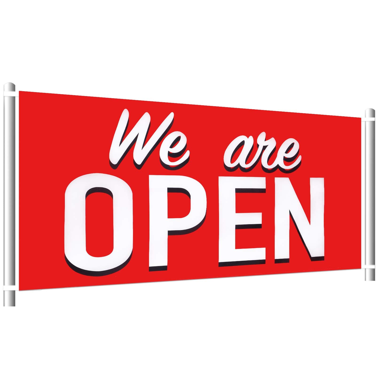 We Are Open Banner Polyester Oxford Cloth We Are Open Store Sign Outdoor Indoor Lawn Sign Hanging Banner Decoration for Business Shop Store (24 x 48 Inches)