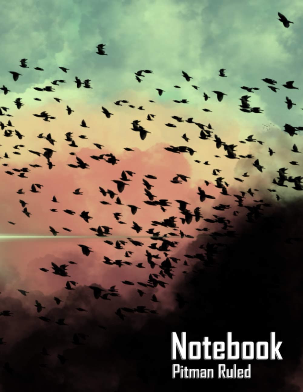 Notebook - Birds in the Clouds (Pitman Ruled, Matte Softcover, 196 White Lined Pages, 8.5" x 11" (21.59 x 27.94 cm))