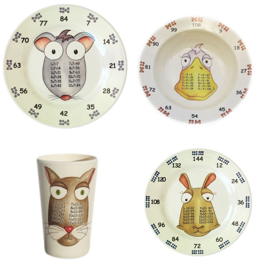Award Winning Times Table Dinnerware 4-Piece Later Years Gift Boxed Plate, Bowl and Tumbler Set