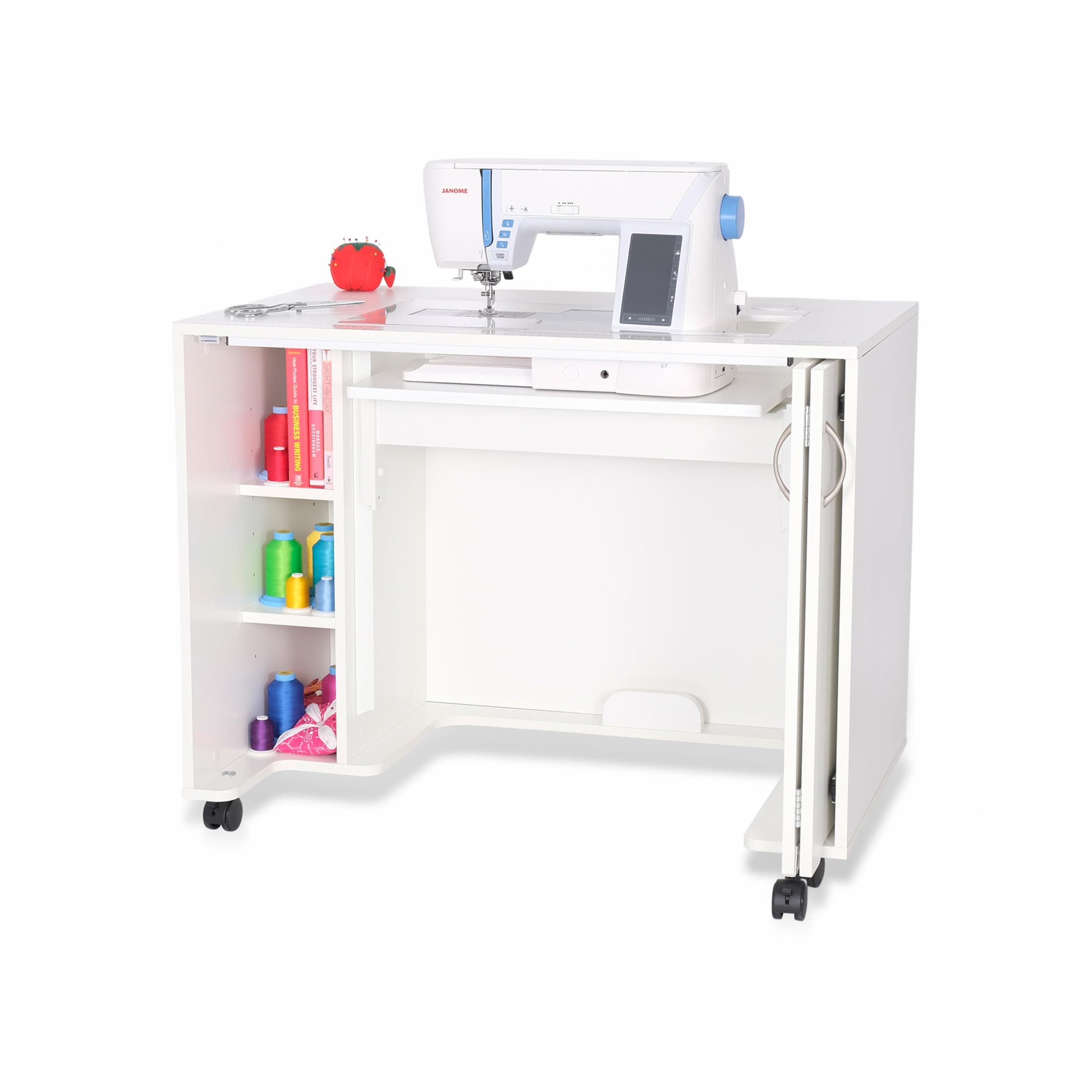 Arrow 2011 Mod Squad Modular Sewing, Cut, Quilting, Craft Cabinet, Portable Wheels and Air Lift, White Finish