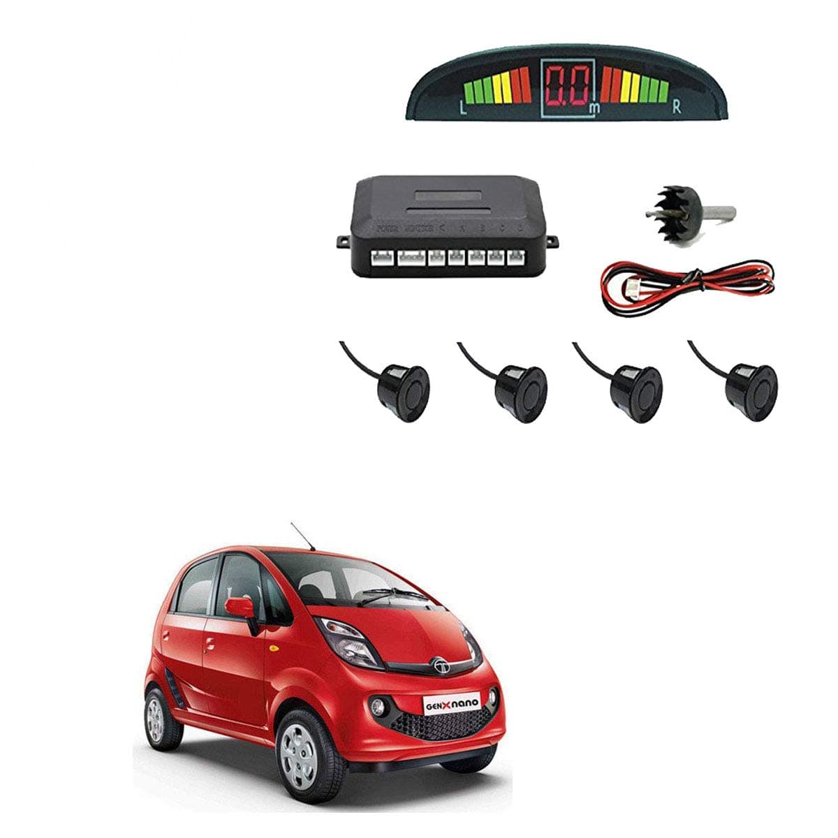 Adroitz Car Parking Sensor for Tata Nano, Black