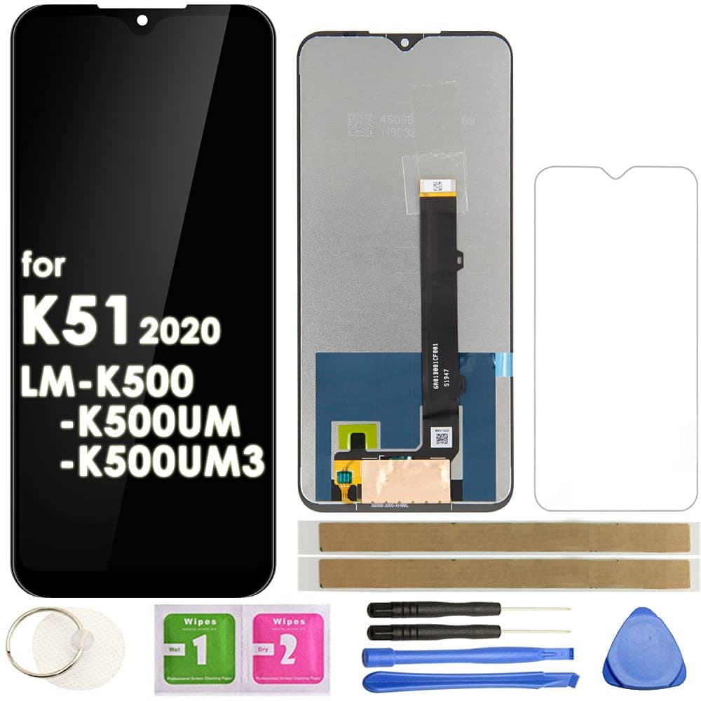 K51 K500 LCD Screen Replacement Touch Display Digitizer Assembly (Black) for LG K51 K500 LM-K500UM LM-K500UM3 LM-K500MM LM-K500QM 6.5"
