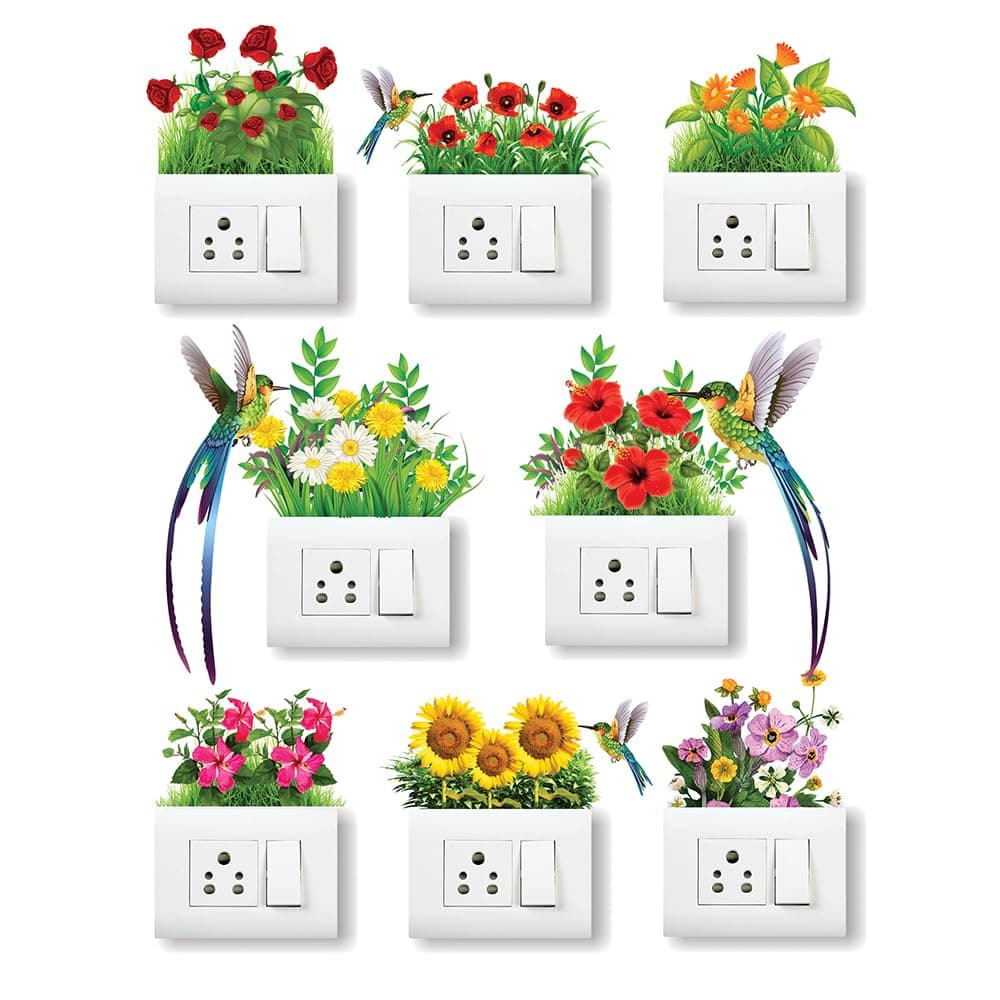 Artway Switch Panel Stickers for Wall Love and Natural Theme - Pack of 1 (6 Stickers) (Multicolor_14)