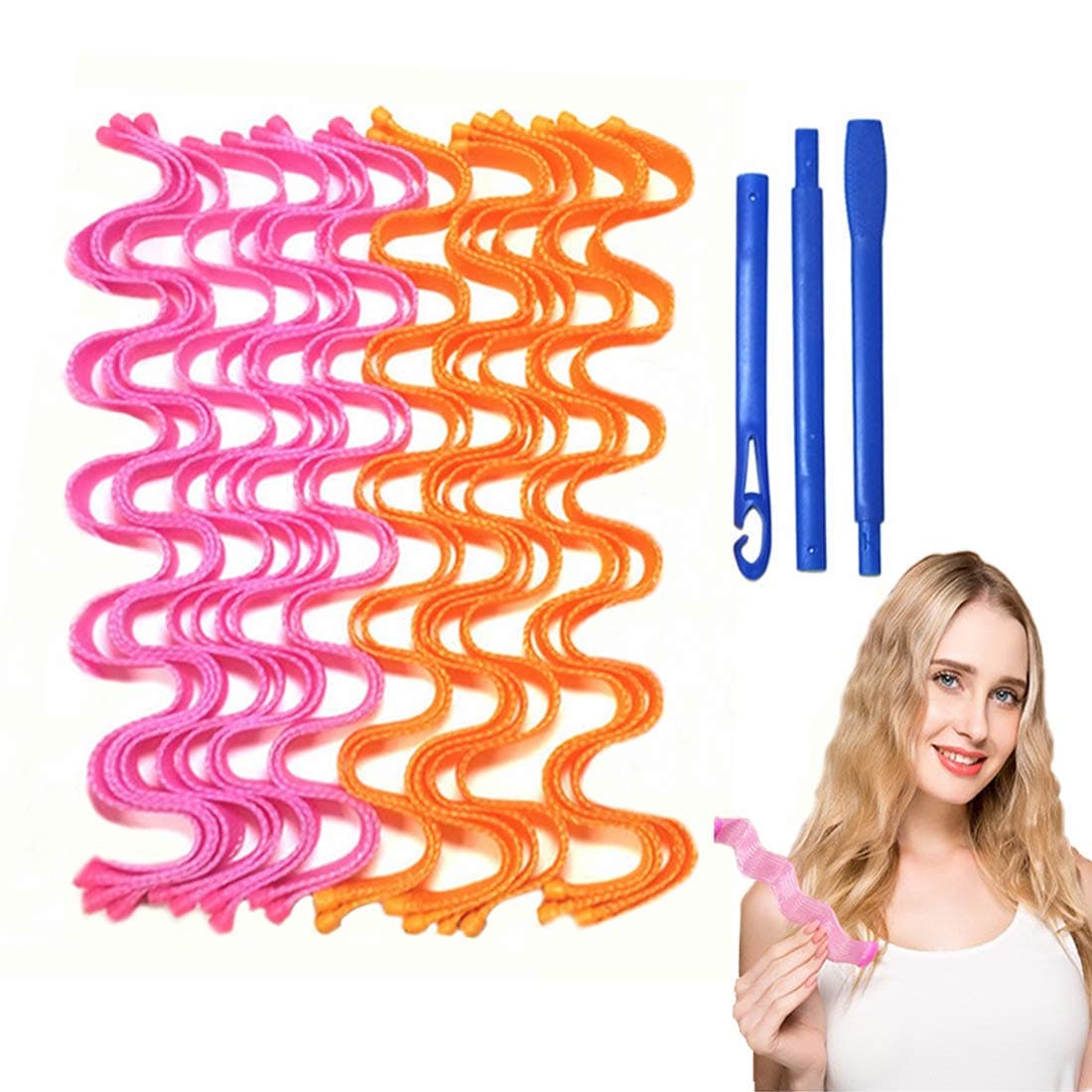18PCS Hair Curlers Rollers, Rollers for Hair Magic Rollers Hair Curlers Magic Spiral, DIY Heatless No Heat Magic Overnight Hair Curlers for Long Hair up to 20in/50cm