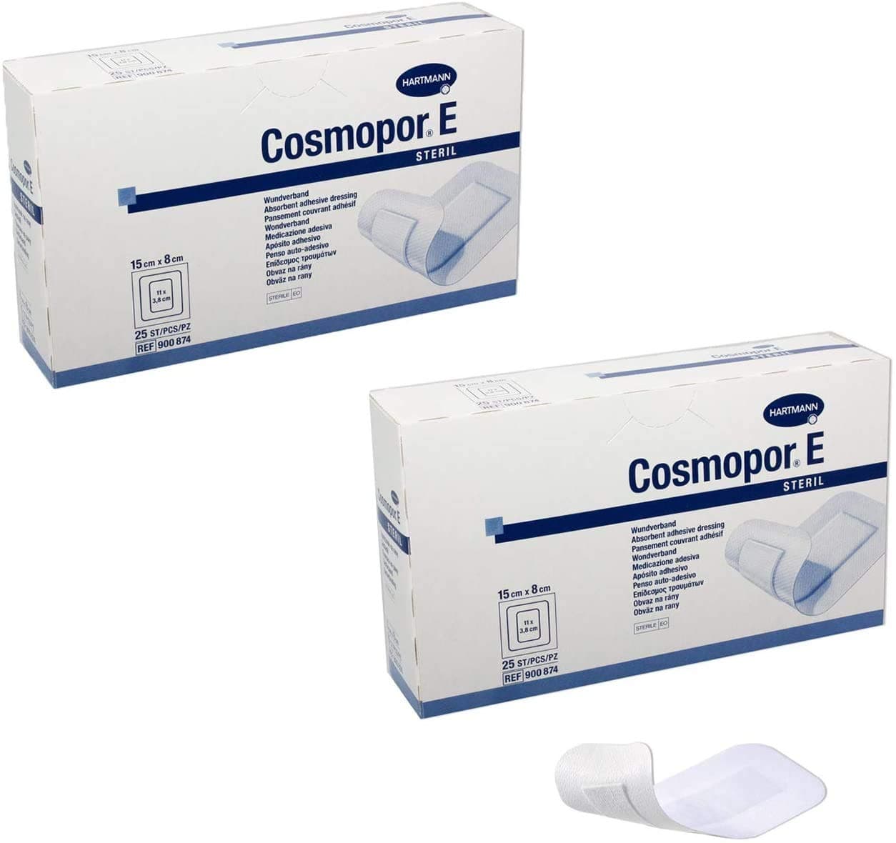 Cosmopor E- Adhesive Sterile Wound Dressing 8cm X 15cm 25'S (Pack of 2)