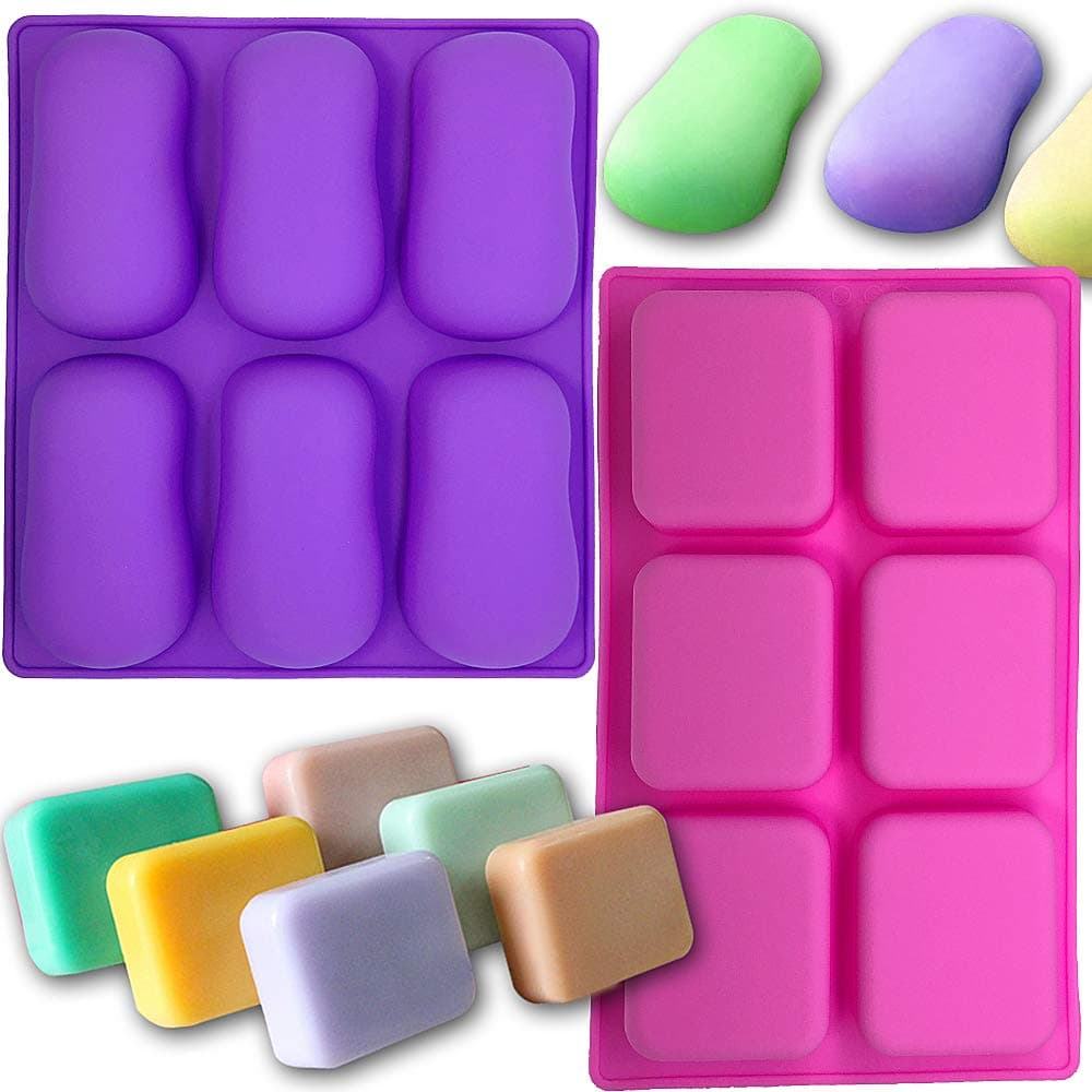 MCHEN Oval Rectangle Soap Lotion Bar Mold Food Grade Silicone Baking Molds for Cupcake Bread Muffin Cheesecake Soap Making DIY Homemade Craft, Set of 2