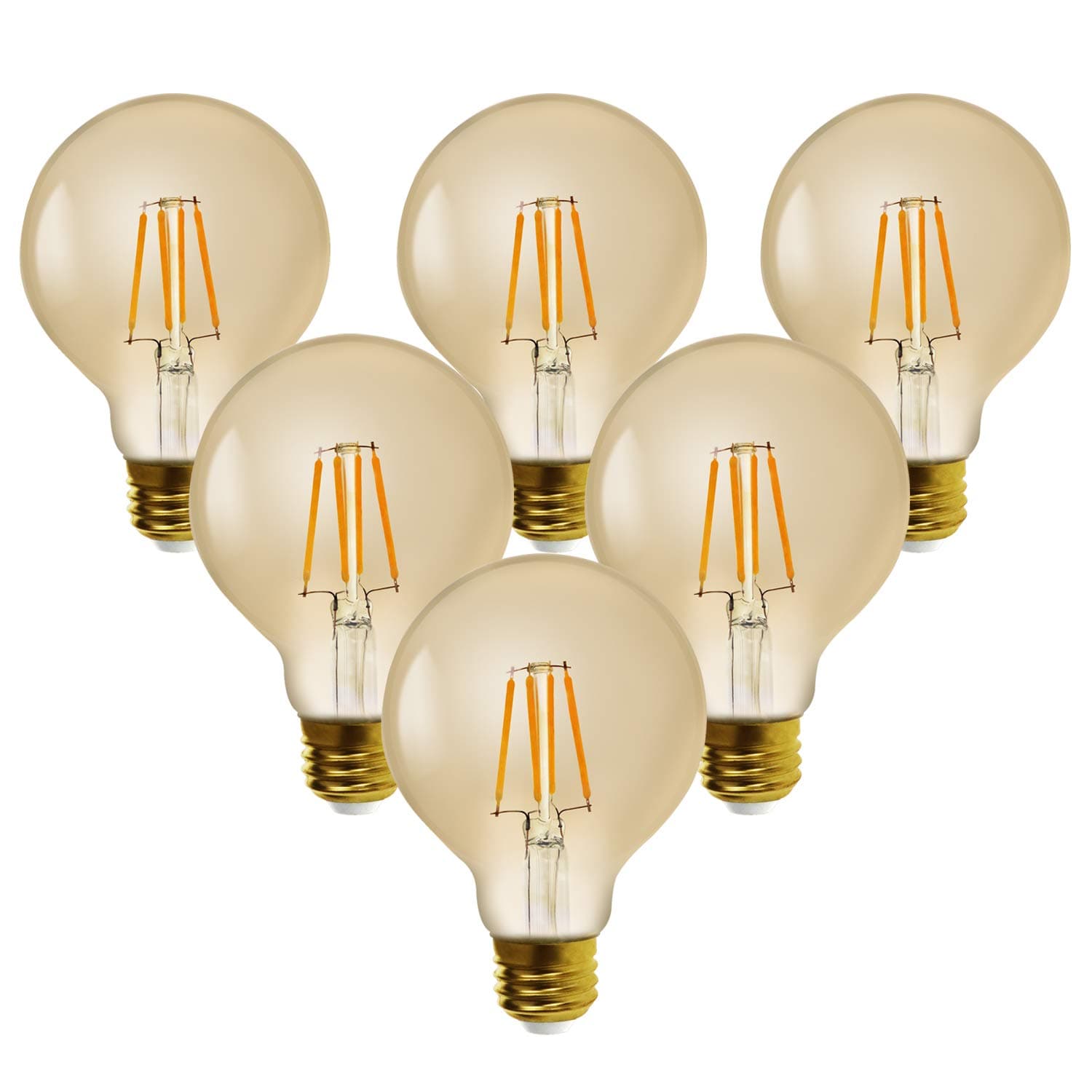 LED Edison Bulb 7W Dimmable G25 E26 Base Soft Warm White 2500K 60w Equivalent Vintage Filament Light Decorative Bulbs for Ceiling Fans Chandeliers Pendant Home or Restaurant 6-Pack by LeDspirit