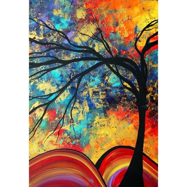 VOLTX DESIGN - Printed Abstract Colour Tree Modern Metal Wall Poster | Wall Art (15x20CM A4) (Without Frame) (VTX-5292)