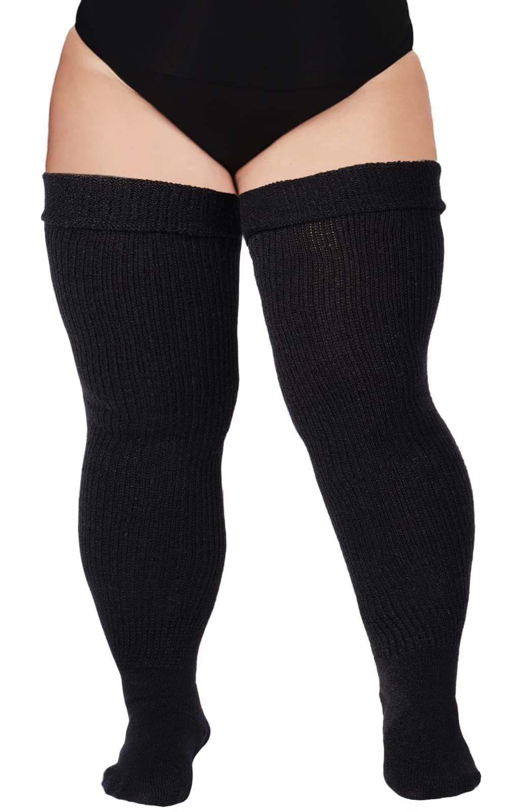 Plus Size Womens Thigh High Socks for Thick Thighs- Extra Long & Thick Over the Knee Stockings- Leg Warmer Boot Socks