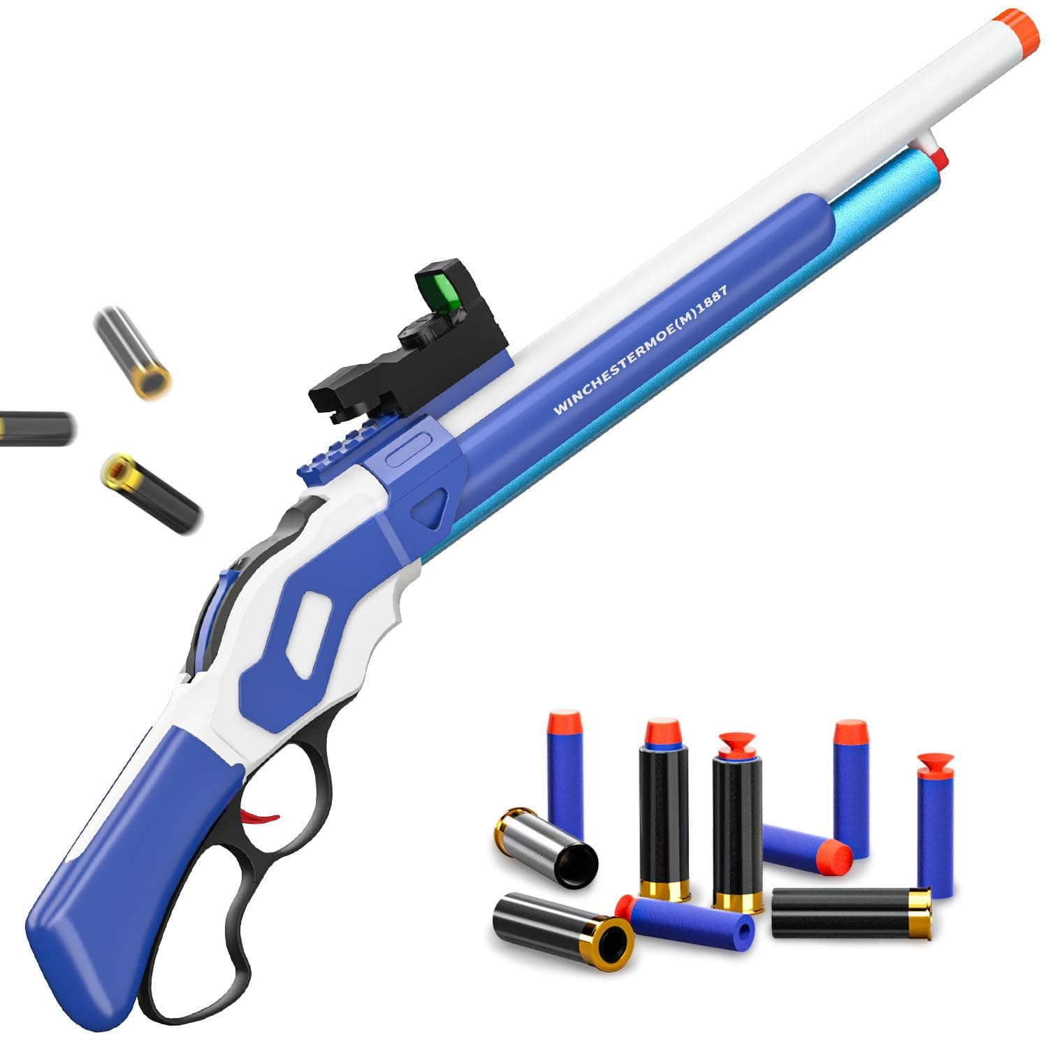 Shell Ejecting Toy Gun (27-Inch),Soft Bullets Toy Shotgun Gun, Lever-Action Design, Perfect As a Birthday-Holiday for 8-12 Year Olds (Blue)