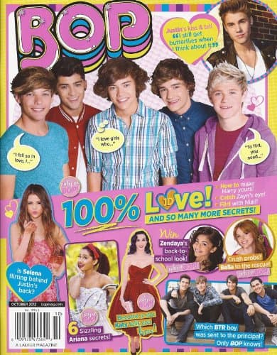 One Direction (1D), Justin Bieber, Selena Gomez, Big Time Rush, Katy Perry, 6 GIANT POSTERS - October, 2012 Bop Magazine