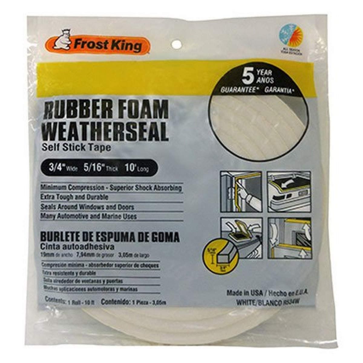 3/4x5/16 WHT Foam Tape