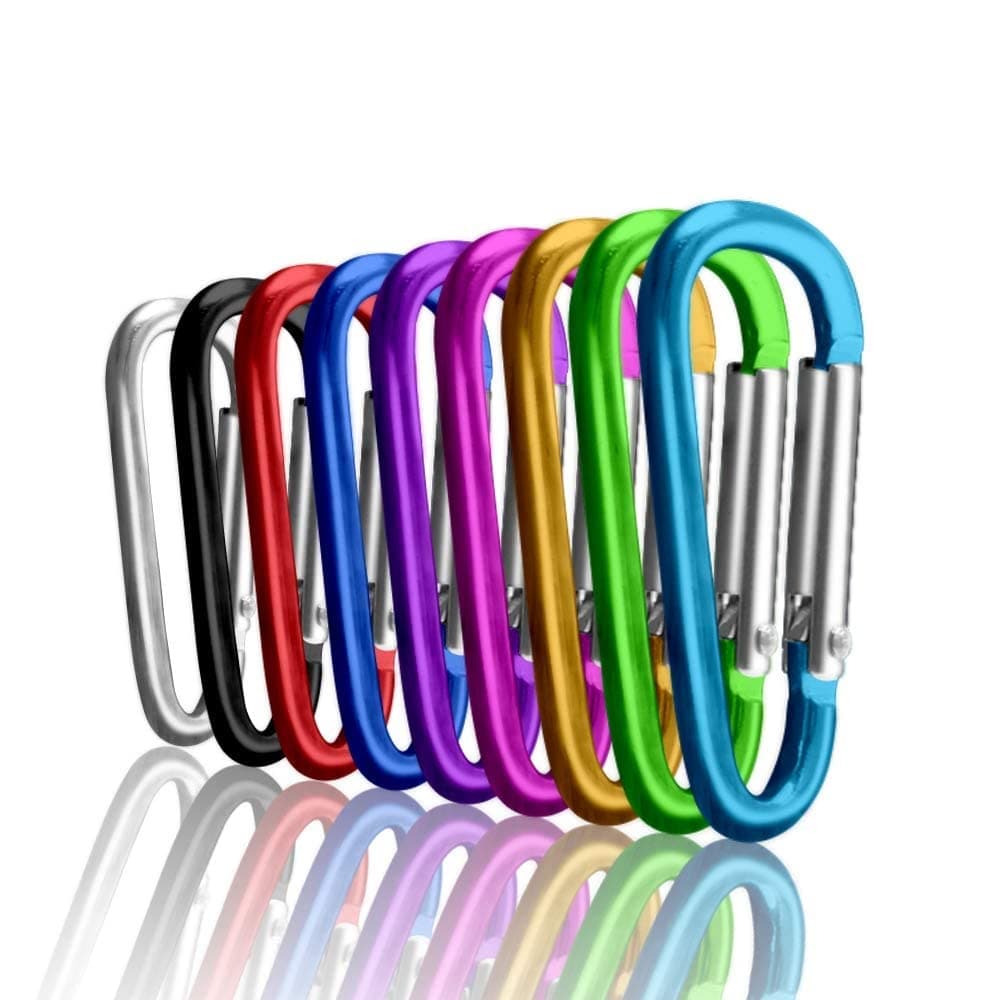 Carabiner Clips, Upins Aluminum Locking Spring Hook Keychain D Shape Heavy Duty Buckle Pack Carabiners Clip Lock Snap Hooks Backpack Clip