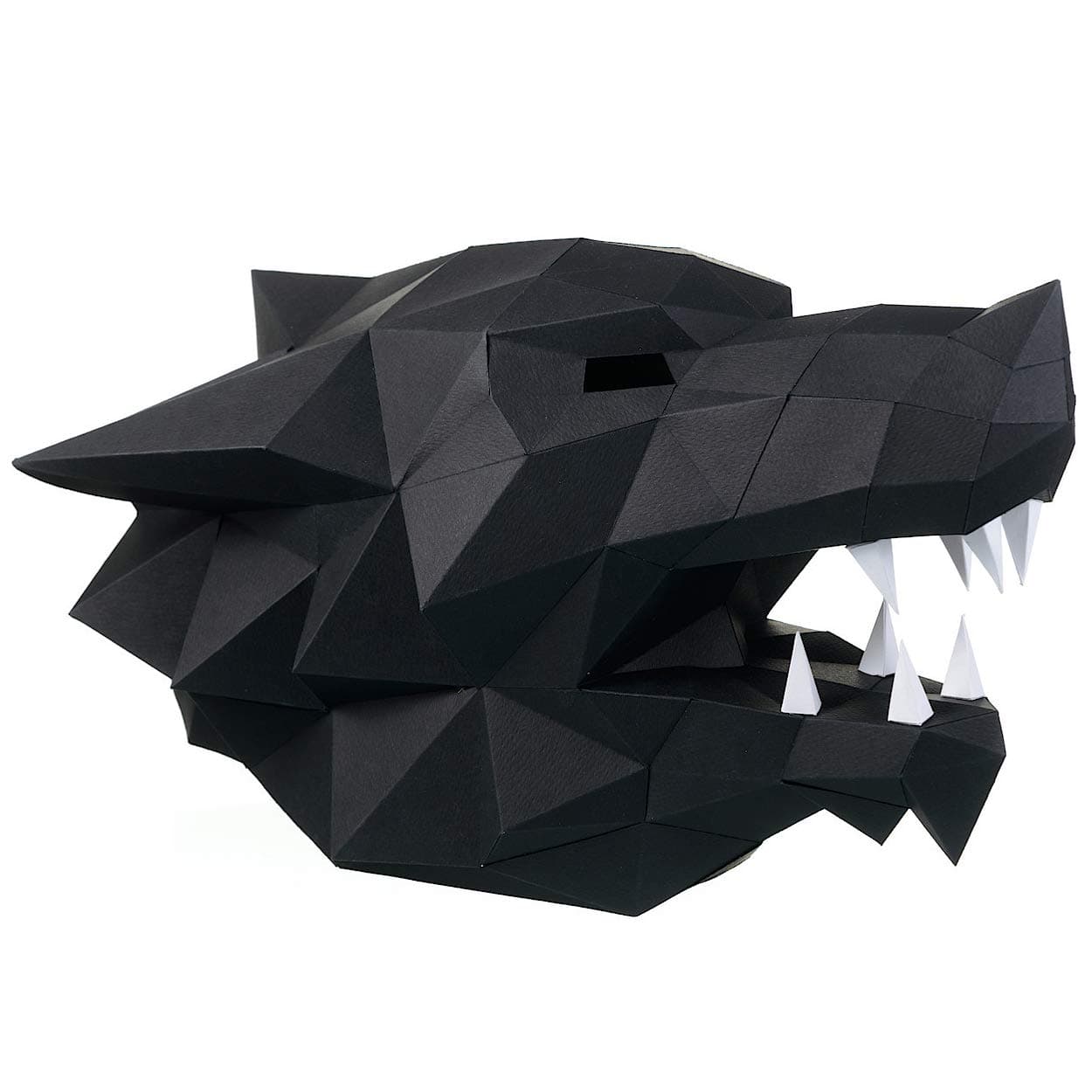 Paperraz DIY 3D Wolf Head Mask Animal Puzzle Low Poly PaperCraft Building Kit - NO Scissors Needed