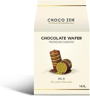 Choco Zen Premium Dubai Chocolate Wafer Rolls 144g – Luxury Middle Eastern Dessert, Wafer Rolls with Creamy Pistachio & Wrapped in Kunafa Flakes, Arabic Sweet & Gift (Pistachio Kunafa Mix -144g)