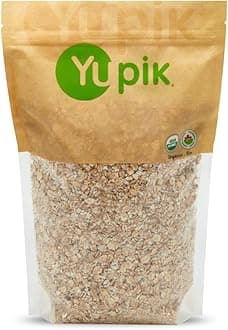Yupik Organic Barley Flakes, 2.2 lb (35.2 oz), Non-GMO, Vegan, Kosher, Steamed, Rolled & Lightly Roasted Whole Barley Grains, Source of Fiber & Iron, Alternative to Oats, Ideal for Cooking & Baking