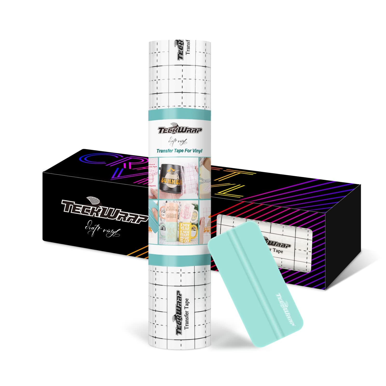 TECKWRAP 12” x 30FT Black Grid Vinyl Transfer Tape, Medium Tack, Perfect for Craft, Signs, Stickers, Decals, Walls, Doors, Windows