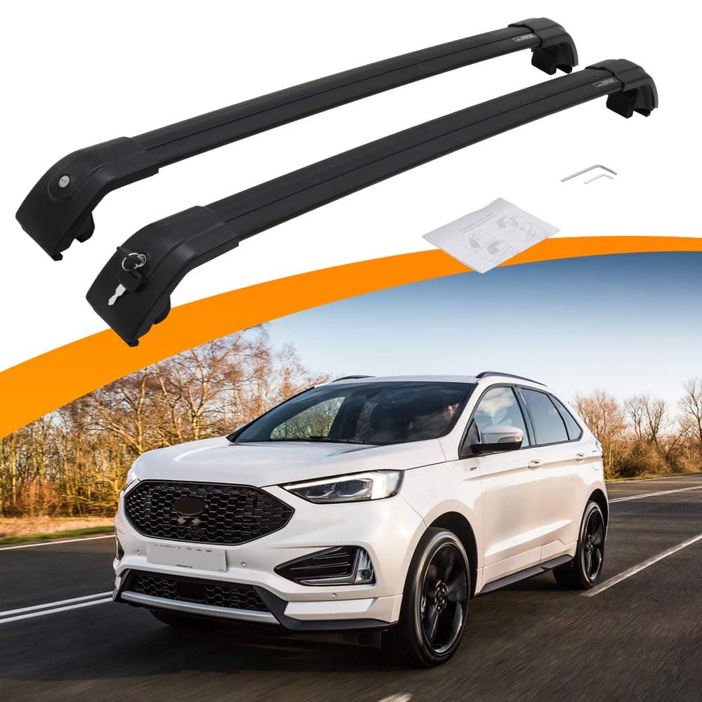Snailfly SnailAuto Fit for Ford Edge 2015 2016 2017 2018 2019 2020 2021 Black Roof Rack Rail Adjustable Lockable Cross Bar