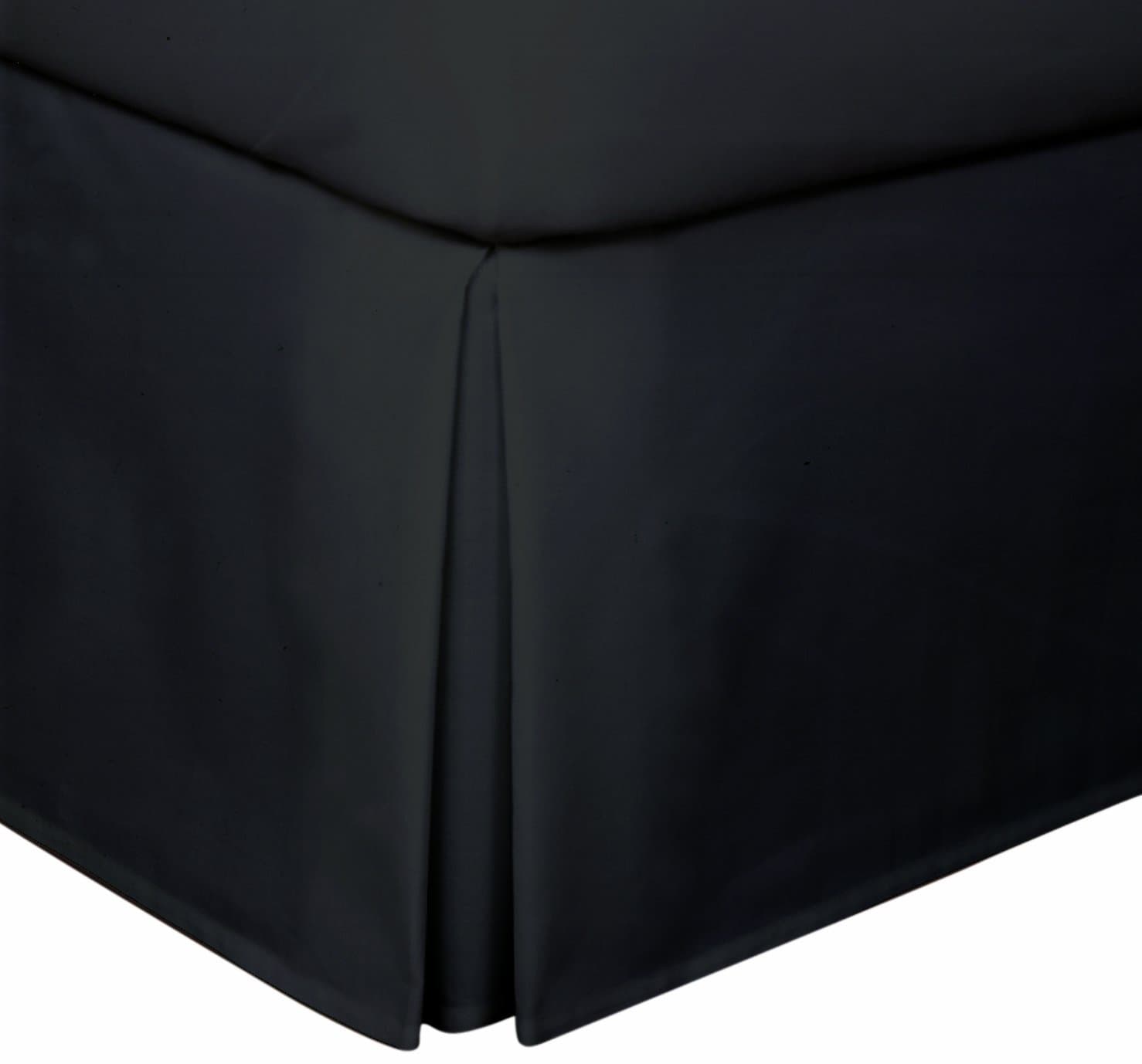 Lux Hotel Microfiber Tailored Style Bed Skirt with Classic 14 Inch Drop Length, Queen, Black