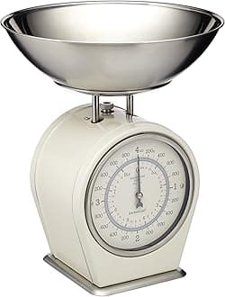 LNSCALECRE Living Nostalgia Mechanical Kitchen Scales, 4 kg (8 lbs) - Antique Cream