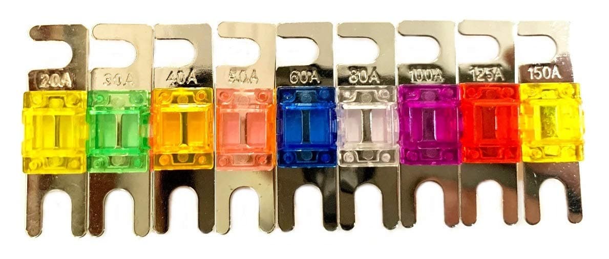 A.A Mini ANL Fuse Multipack 20A, 30A, 40A, 50A, 60A, 80A, 100A, 125A, 150A For Automotive Marine Audio Video System Electronics Fuse 9 Pack (Multi Pack)
