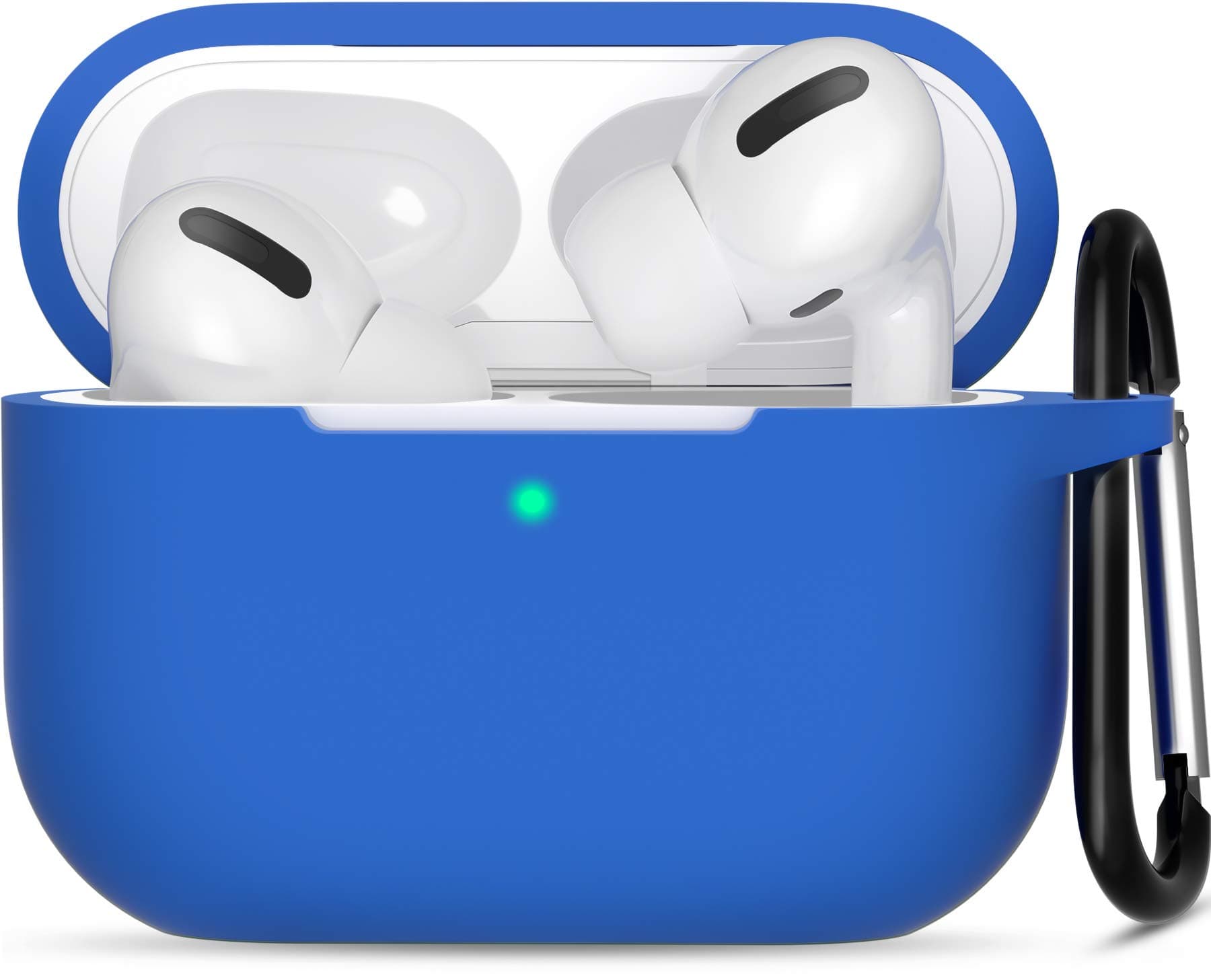 SATLITOG for AirPods Pro(2nd/1st Generation), Protective Silicone Case with Keychain Compatible with Apple AirPods Pro(2022/2019) (Front LED Visible) - Blue