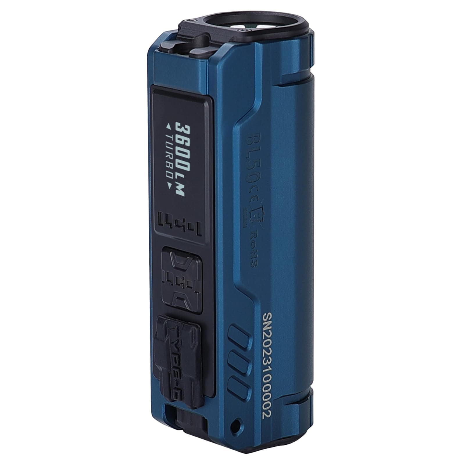 IMALENT BL50 Rechargeable EDC Flashlight 3600 Lumens, UV Light and White LED, High Lumens Portable Flashlights Dual Light Source Pocket Lights for Emergency and Camping (Blue)