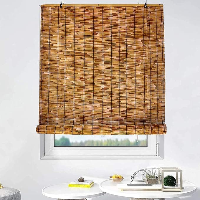 HOMETASTE Carbonization Bamboo Roll Up Blinds Bamboo Shades Blinds Reed Curtain Outdoor Bamboo Roll Up Shades Reed Curtains Windows Outdoor Roller Shade for Garden/Porch/Patio (Big_ 120x200cm)