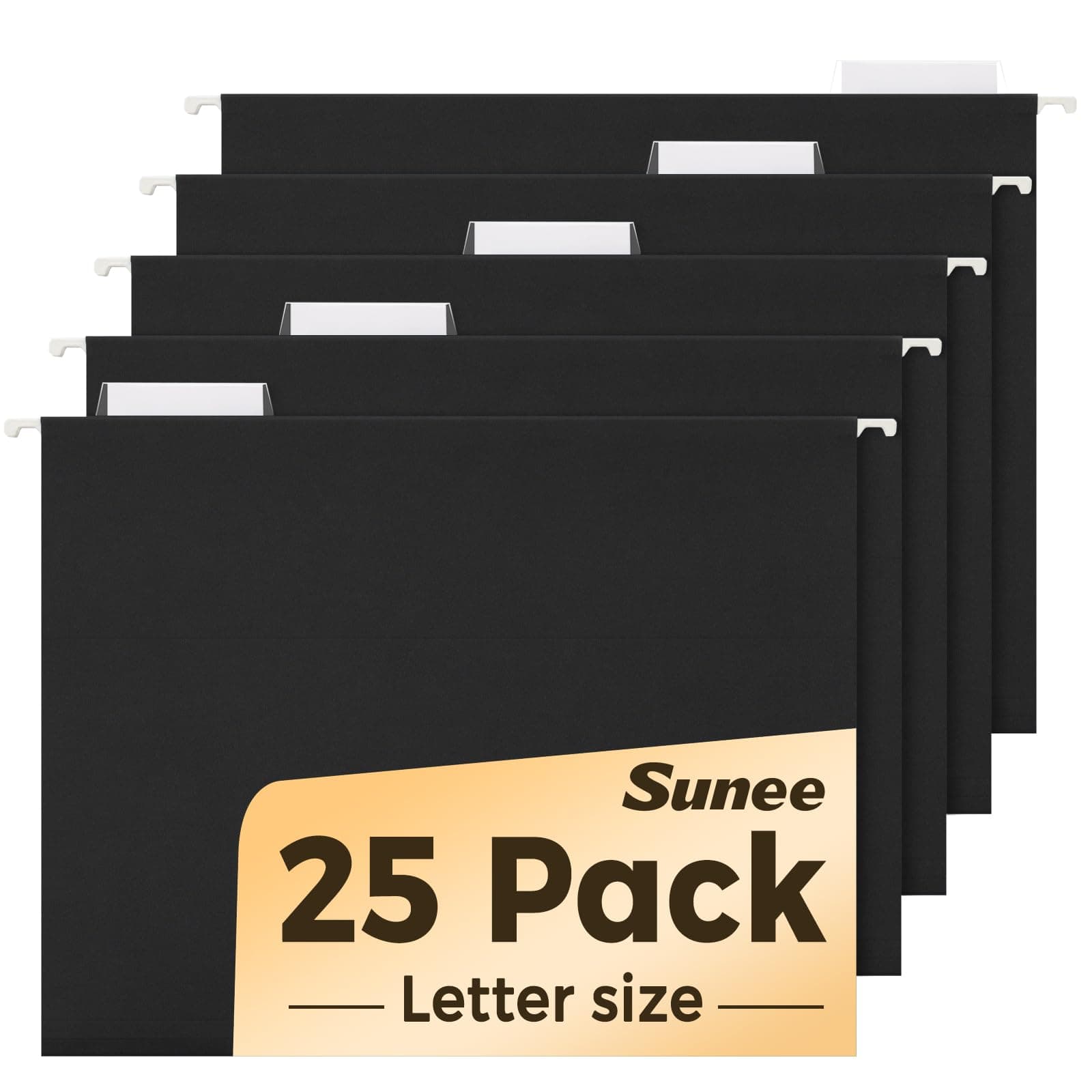 25 Pack Hanging File Folders, Black Folders, Hanging File Folders Letter Size with 1/5-cut Tabs, Stay Organized for Your Home and Office Bulk File and Documents