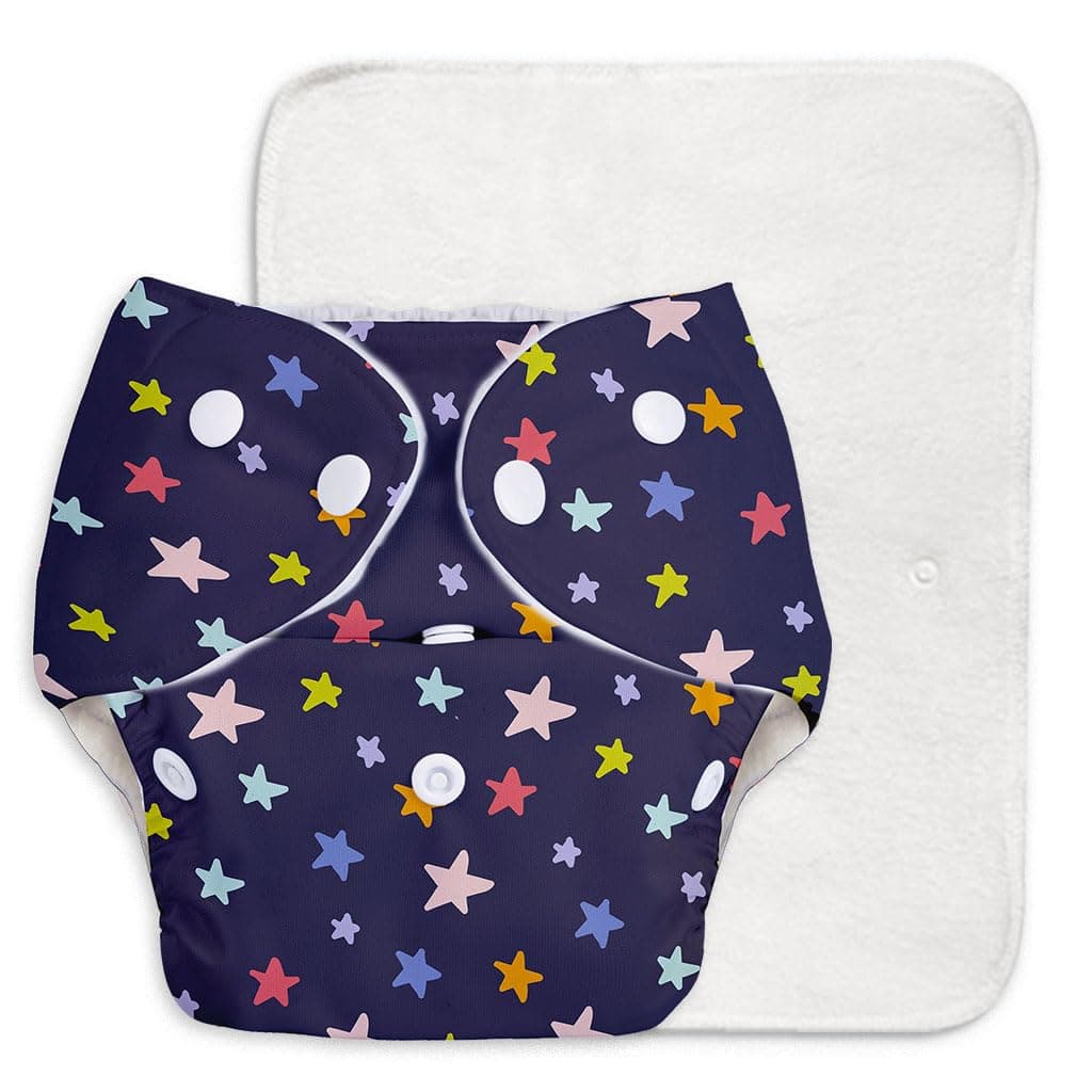 SuperBottoms BASIC EASY - Cloth Diapers+ Inserts - Freesize Adjustable and Reusable Cloth Diaper for babies 0-3 Years | With quick drying prefold style soaker-Assorted