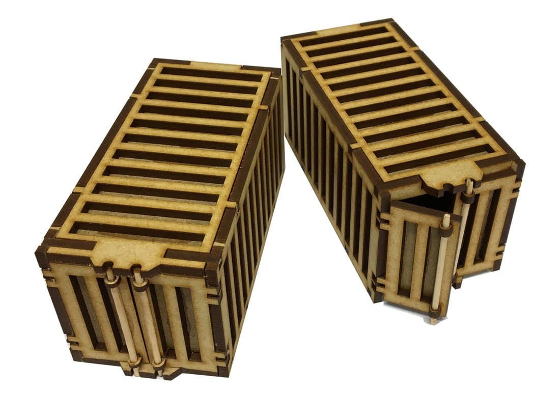 PixieBitz Industrial Shipping Cargo Containers - Working Doors - Futuristic Necromunda Warhammer 40k Wargaming Building Scenery 28mm Scale